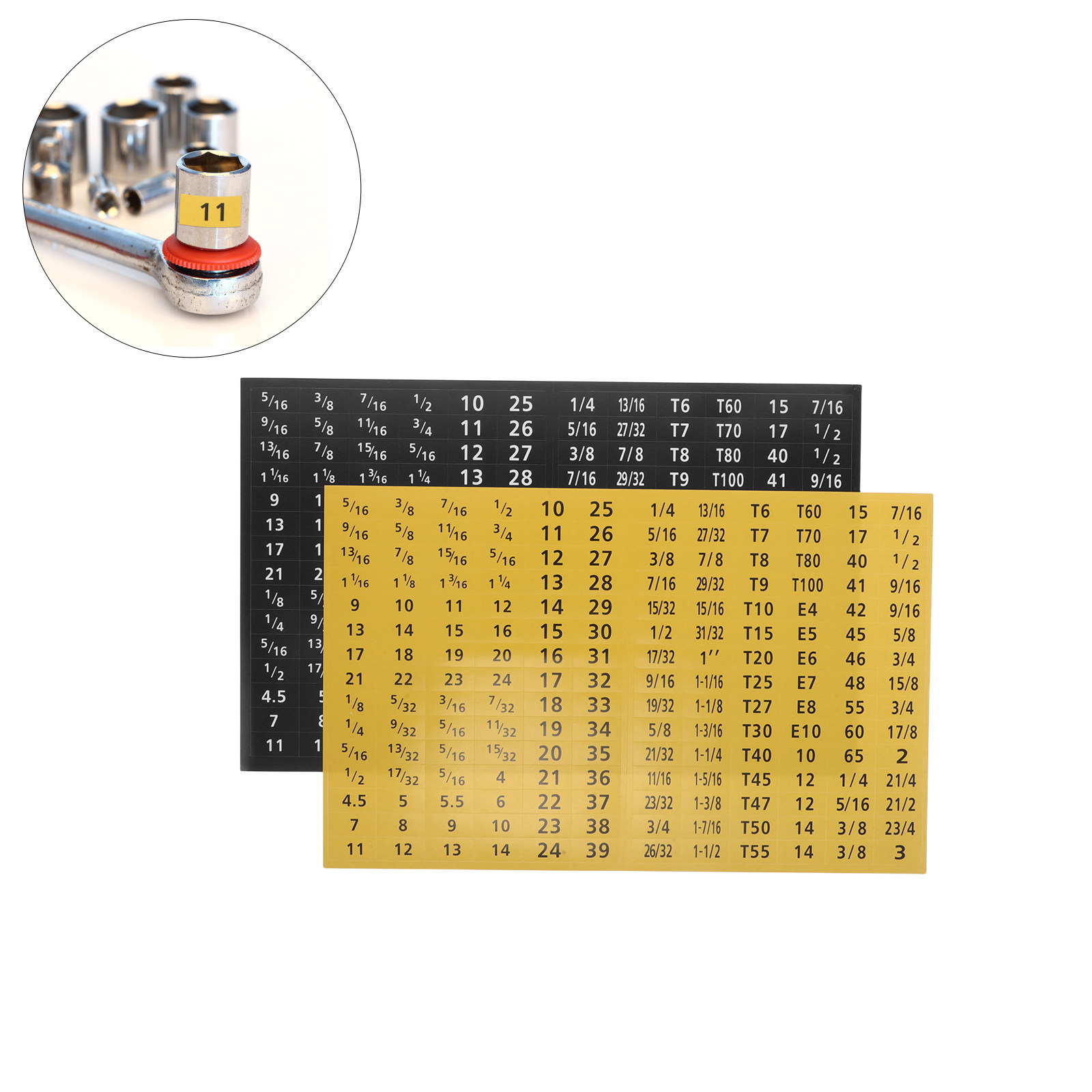 Tools In Workshop - 20Sheets Socket Wrench Size Sticker Self