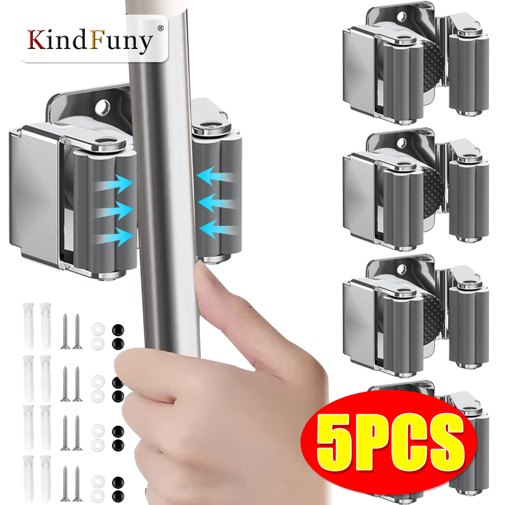 Workshop Tools On Wall - ﻿ Stainless Steel Mop Clip Holder
