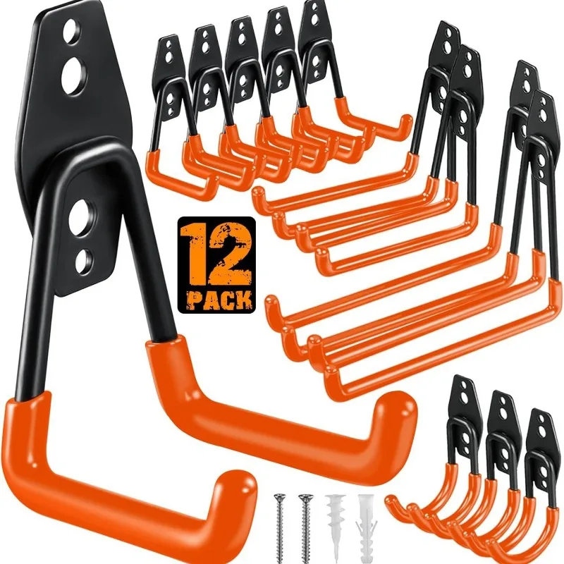 Workshop Tools On Wall - 12-Piece Set Garage Storage Utility Hooks