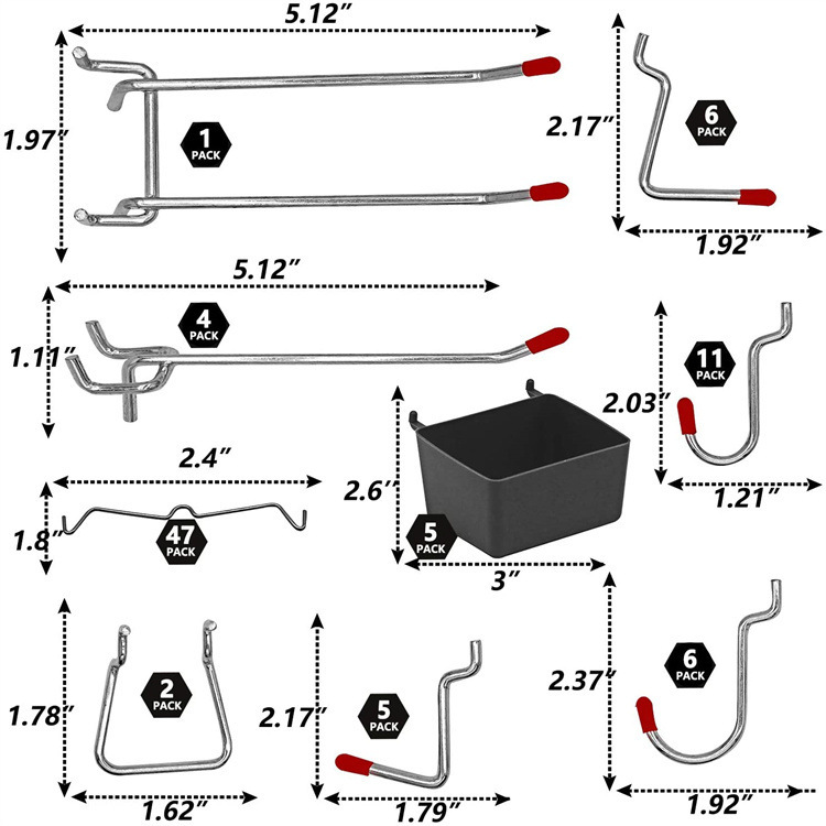 114 Pcs Pegboard Hooks Set Met - đánh giá và giá Workshop Tools On Wall