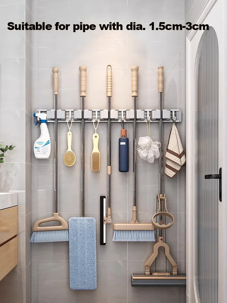 Mop and Broom Organizer Mop Ho - đánh giá và giá Workshop Tools On Wall