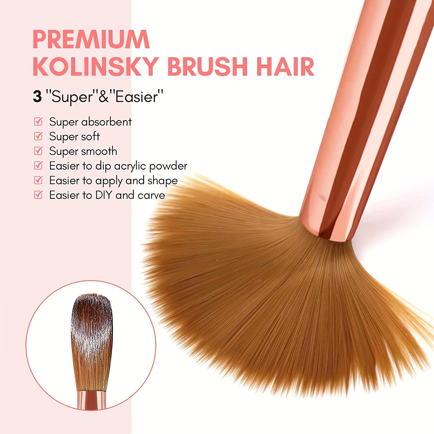 3pcs Kolinsky Acrylic Nail Bru - đánh giá và giá Chisel Set Wood